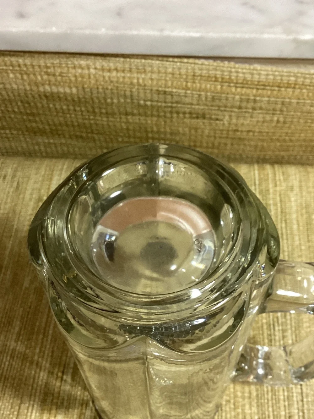 Glass Beer Stein Mug with Golf Emblem - Clear Raised Metal Medallion